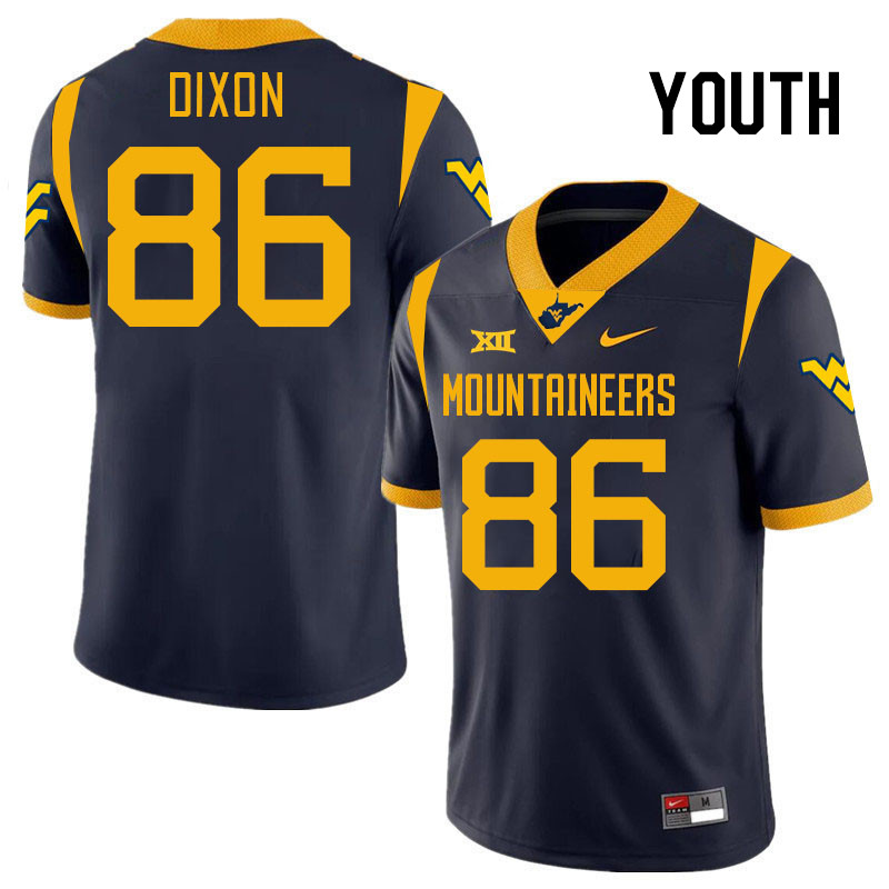 Youth #86 Will Dixon West Virginia Mountaineers College 2024 New Uniforms Football Jerseys Stitched